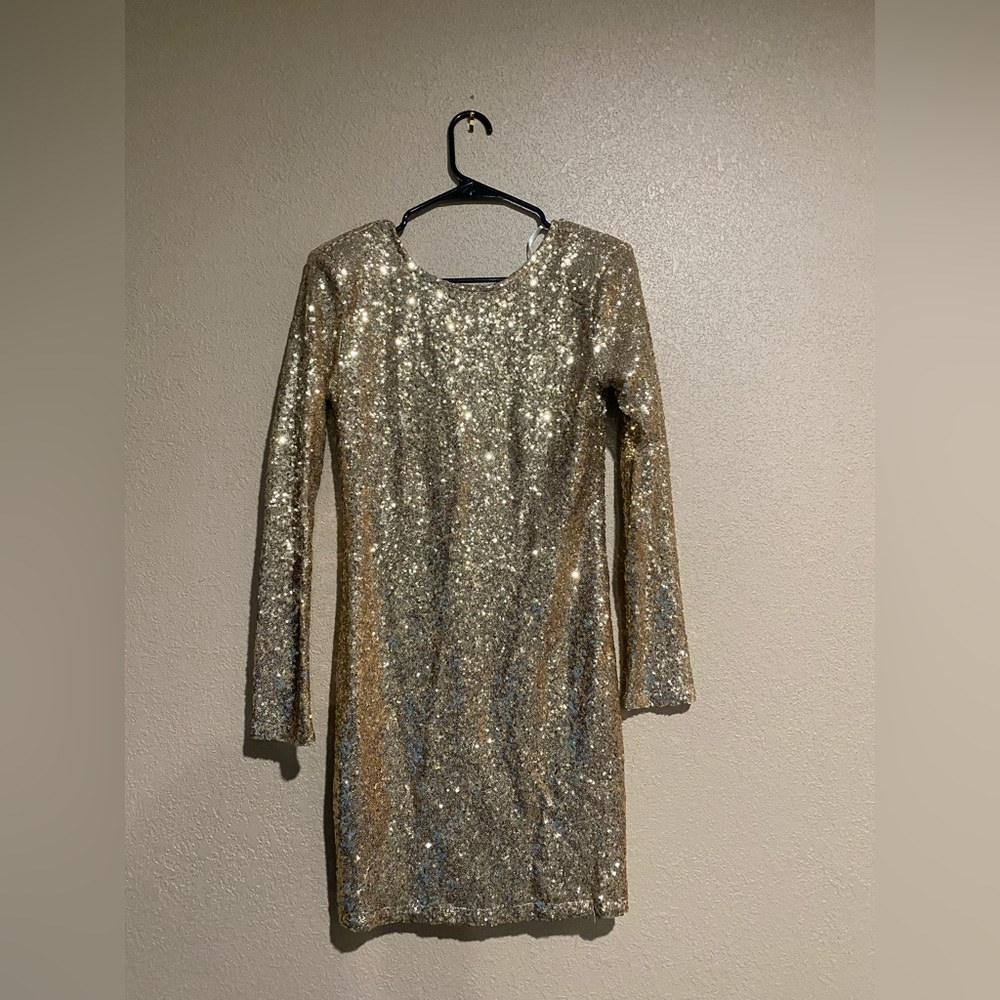 Gold sequin dress